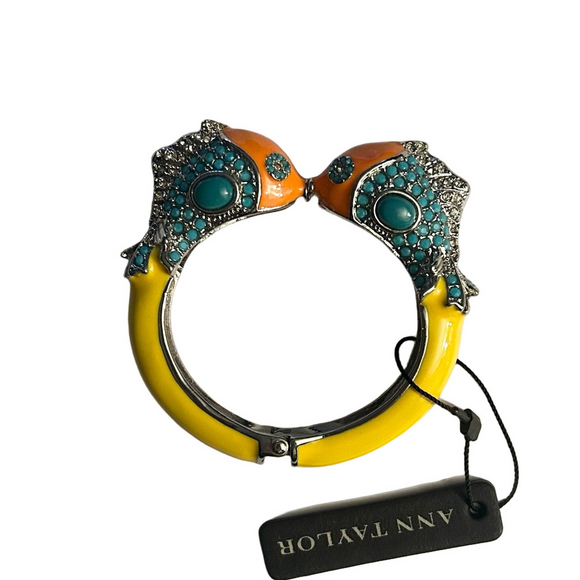 Ann Taylor Jewelry - Ann Taylor Yellow & Turquoise Fish Head Hinged Bangle Bracelet